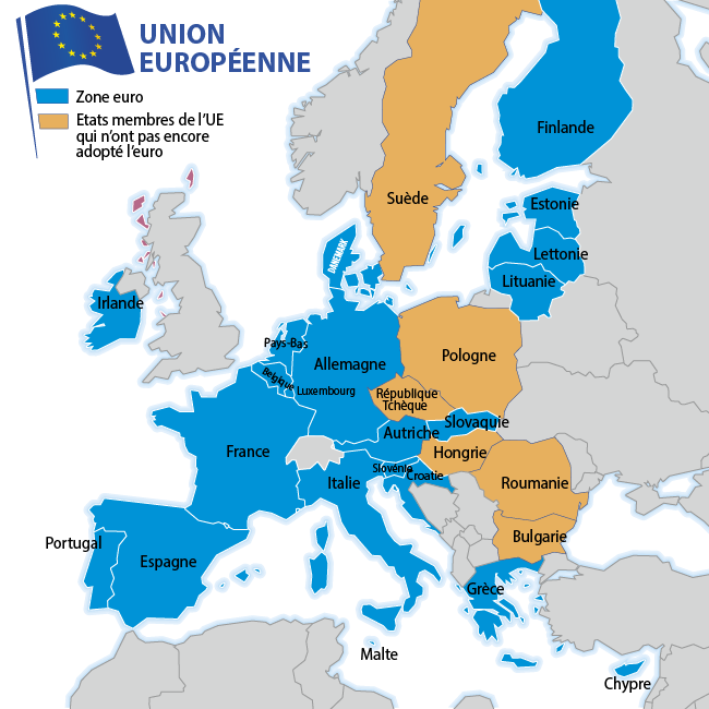 carte union européenne zone euro 